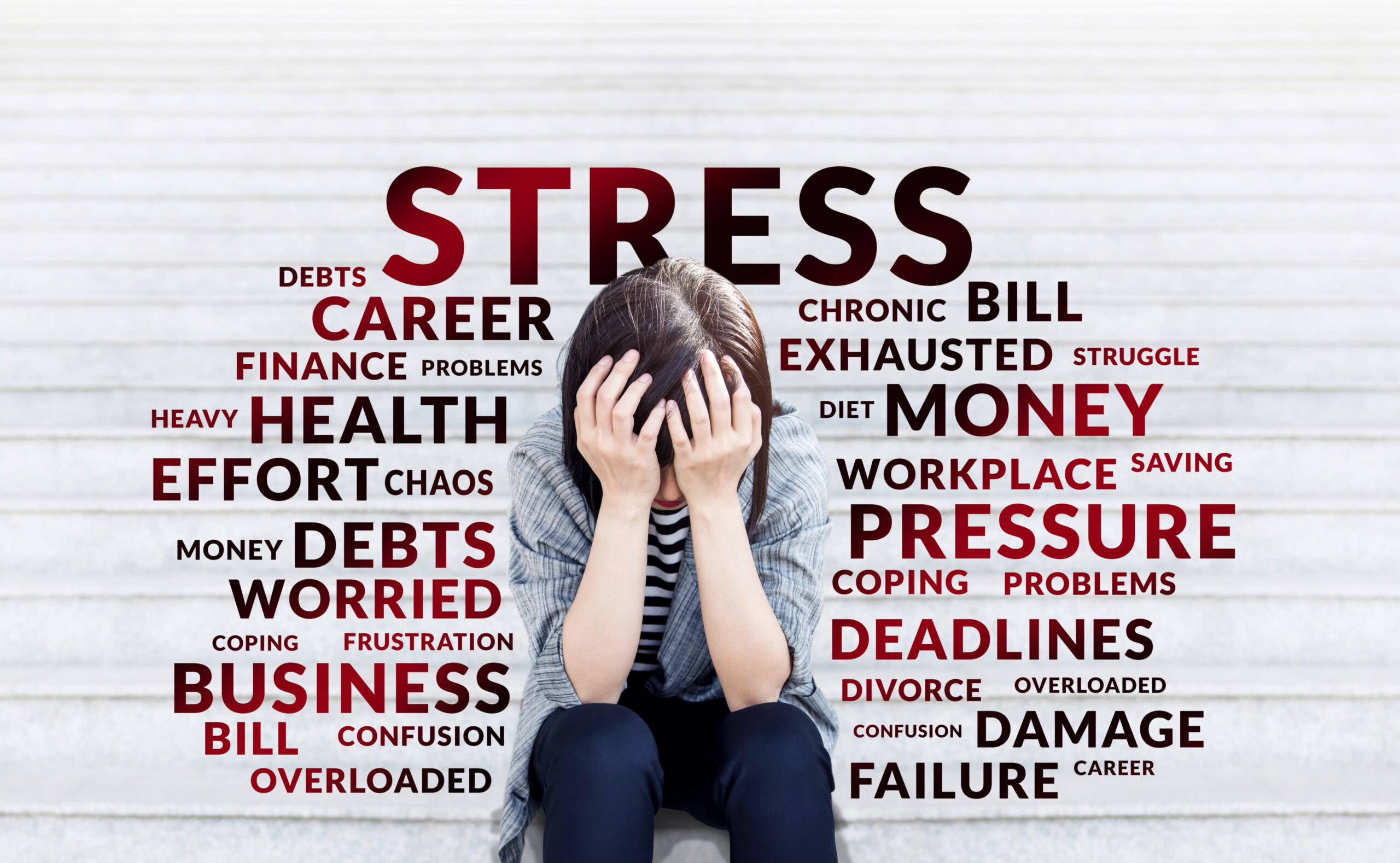 A woman overwhelmed by stress